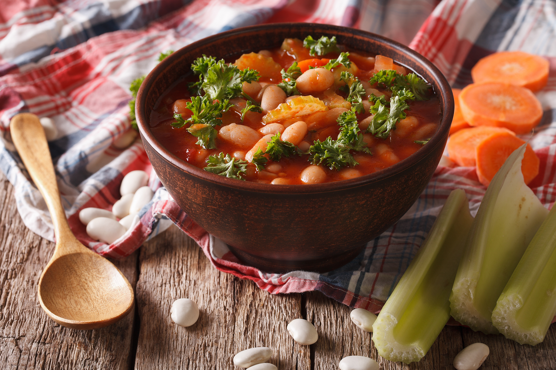 Hearty white bean soup infused with Mediterranean flavors