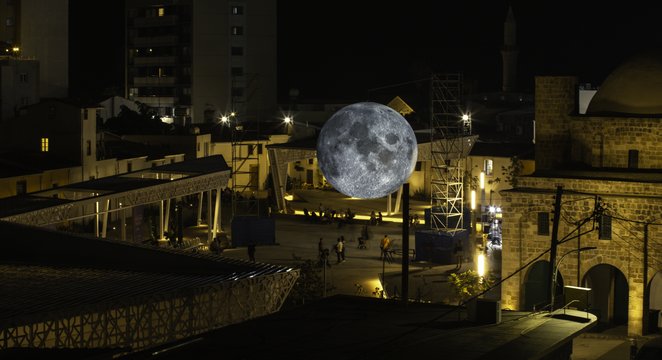 Moon exhibit returned to Larnaca's Zouhouri Square